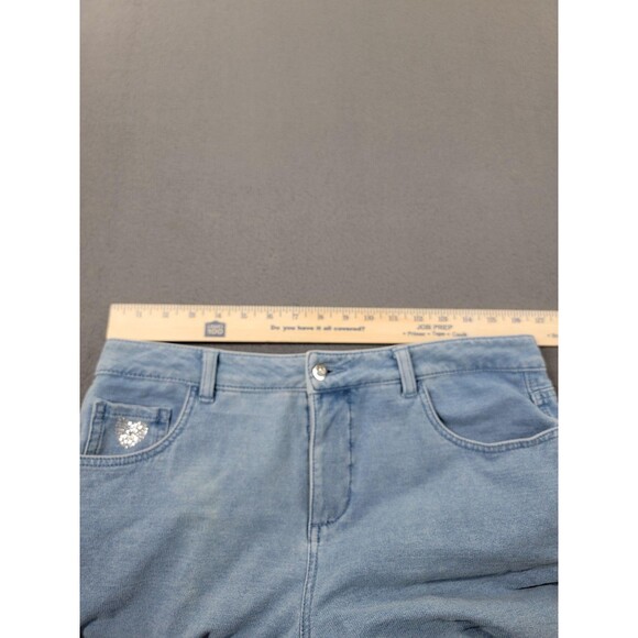 Quacker Factory Jeans Womens 10 Light DreamJeannes Straight Heart Rhinestone - Picture 5 of 14